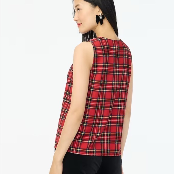 NWT Gorgeous J Crew Red Plaid V Neck Sleeveless Top Medium - Picture 3 of 9